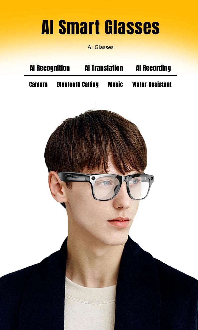 2025 AI Smart Glasses 100MP 4K Hidden Camera + Voice AI Assistant + Bluetooth Calls