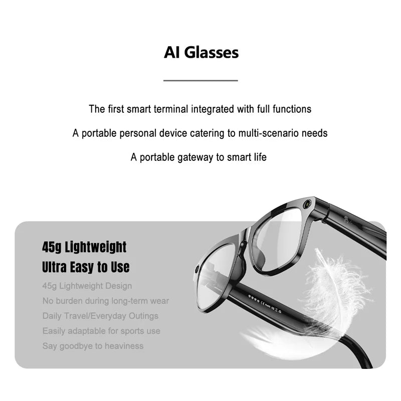 2025 AI Smart Glasses 100MP 4K Hidden Camera + Voice AI Assistant + Bluetooth Calls